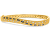 1.18CT DIAMOND AAA SAPPHIRE 14KT YELLOW GOLD ROUND BAGUETTE WAVE BANGLE BRACELET
