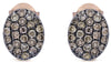 .74CT CHOCOLATE FANCY DIAMOND 14KT ROSE GOLD 3D CLASSIC PAVE OVAL STUD EARRINGS