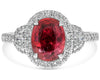LARGE 2.74CT DIAMOND & AAA RUBY PLATINUM 3D OVAL 3 STONE CLASSIC ENGAGEMENT RING