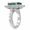 GIA CERTIFIED 9.10CT DIAMOND & AAA EMERALD PLATINUM PEAR SHAPE ENGAGEMENT RING