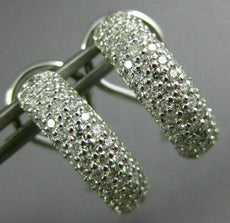 WIDE 1.0CT DIAMOND 14KT WHITE GOLD 3D MULTI ROW SEMI HOOP CLIP ON EARRINGS 26652