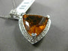 ESTATE EXTRA LARGE 11.01CT DIAMOND & AAA CITRINE 14KT WHITE GOLD 3D HALO PENDANT