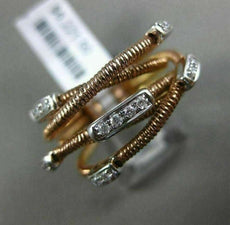 ESTATE .16CT DIAMOND 18KT WHITE & ROSE GOLD 3D MULTI ROW CRISS CROSS MESH RING