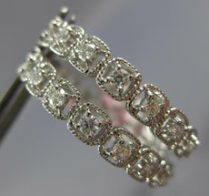1.11CT DIAMOND 18KT WHITE GOLD FILIGREE SQUARE INSIDE OUT HOOP HANGING EARRINGS