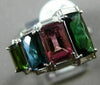ESTATE LARGE 5.15CT DIAMOND & MULTI COLOR TOURMALINE 14K WHITE GOLD JOURNEY RING