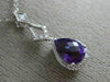 ESTATE 1.40CT DIAMOND & AAA AMETHYST 14KT WHITE GOLD TEAR DROP MILGRAIN PENDANT