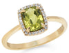 ESTATE 1.46CT DIAMOND & AAA PERIDOT 14KT YELLOW GOLD 3D CUSHION & ROUND FUN RING