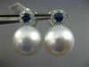 EXTRA LARGE .84CT DIAMOND AAA SAPPHIRE & SOUTH SEA PEARL 18K WHITE GOLD EARRINGS