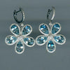 LARGE 9.22CT DIAMOND & AAA AQUAMARINE 14KT WHITE GOLD PEAR SHAPE FLOWER EARRINGS