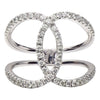ESTATE WIDE .47CT DIAMOND 18KT WHITE GOLD 3D LOVE KNOT TWO ROW CLASSIC FUN RING