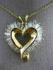 ESTATE 1.80CT BAGUETTE CUT DIAMOND 14KT YELLOW GOLD 3D OPEN HEART PENDANT #12019
