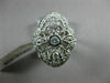 ESTATE WIDE .54CT DIAMOND 14KT WHITE GOLD 3D OPEN FILIGREE MILGRAIN FLOWER RING