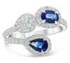 LARGE 1.65CT DIAMOND & AAA SAPPHIRE 18K WHITE GOLD MULTI SHAPE MULTI FLOWER RING