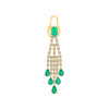 LARGE 3.92CT DIAMOND & AAA EMERALD 18KT YELLOW GOLD MULTI TEAR DROP FUN EARRINGS