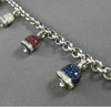 ESTATE LARGE 2.93CT DIAMOND & MULTI GEM 14K WHITE GOLD LUCKY BELL CHARM BRACELET