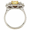 ESTATE LARGE 2.02CT WHITE & FANCY YELLOW DIAMOND 18K 2 TONE GOLD ENGAGEMENT RING