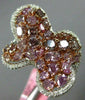 ESTATE LARGE 3.25CT WHITE & PINK DIAMOND 18K WHITE & ROSE BUTTERFLY FLOWER RING