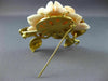 ANTIQUE LARGE .15CT DIAMOND & AAA CORAL 18KT YELLOW GOLD FLOWER PIN BROOCH #2470