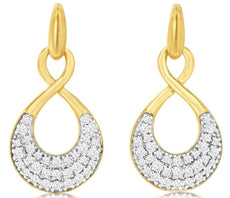 ESTATE .50CT DIAMOND 14K 2 TONE GOLD 3D INFINITY TEAR DROP LOVE HANGING EARRINGS