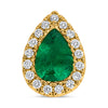 .88CT DIAMOND AAA EMERALD 14KT YELLOW GOLD PEAR SHAPE & ROUND HALO STUD EARRINGS