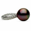 ESTATE .80CT DIAMOND & AAA TAHITIAN PEARL 14KT WHITE GOLD 3D PAVE INFINITY RING