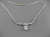 ESTATE 1.37CT DIAMOND 14KT WHITE GOLD HANGING BEZEL DROP NECKLACE 16.5" #2852