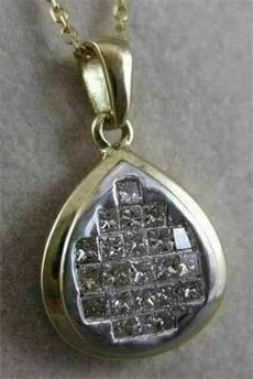 ESTATE DIAMOND 14K WHITE & YELLOW GOLD INVISIBLE MODERN PENDANT  #3666