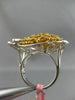 EXTRA LARGE 3.90CT WHITE & FANCY YELLOW DIAMOND 18K 2 TONE GOLD HEART LOVE RING