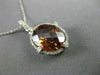 ESTATE 3.68CT DIAMOND & AAA SMOKY TOPAZ 14K WHITE GOLD OVAL HALO PENDANT #19843