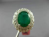 ESTATE LARGE 3.56CT DIAMOND & AAA EMERALD 18KT WHITE GOLD FLOWER ENGAGEMENT RING