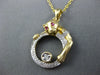 .15CT DIAMOND & AAA RUBY 14K YELLOW GOLD CIRCULAR HAPPY PANTHER FLOATING PENDANT