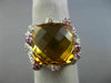 LARGE 17.10CT DIAMOND PINK SAPPHIRE & CITRINE 18KT WHITE GOLD SQUARE FLAME RING