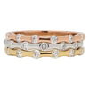 ESTATE .62CT DIAMOND 18KT TRI COLOR GOLD BAMBOO SEMI ETERNITY STACKABLE FUN RING