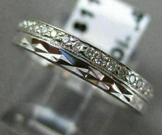 ANTIQUE .43CT DIAMOND 18KT WHITE GOLD 3D FILIGREE ETERNITY WEDDING RING #6278