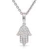 ESTATE SMALL .12CT DIAMOND 18KT WHITE GOLD CHAMSA HAMSA LUCKY FLOATING PENDANT