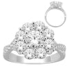 ESTATE LARGE 1.50CT DIAMOND 14KT WHITE GOLD 3D FLOWER CLUSTER SEMI ETERNITY RING
