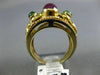 ESTATE WIDE 1.70CT AAA RUBY & EMERALD 14KT YELLOW GOLD 3D FILIGREE RING #25122