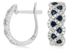 WIDE .94CT DIAMOND & AAA SAPPHIRE 14K WHITE GOLD ROUND INFINITY HANGING EARRINGS