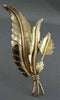 ESTATE LARGE HANDCRAFTED 18KT YELLOW GOLD 3 LEAF FILIGREE PIN BROOCH  #975