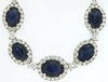 22.10CT DIAMOND & AAA SAPPHIRE 14KT WHITE GOLD OVAL & ROUND HALO TENNIS NECKLACE