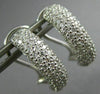 WIDE 1.0CT DIAMOND 14KT WHITE GOLD 3D MULTI ROW SEMI HOOP CLIP ON EARRINGS 26652
