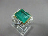 ANTIQUE EXTRA LARGE 10.40CT DIAMOND & AAA COLOMBIAN EMERALD 18KT W&Y GOLD RING