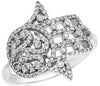 ESTATE LARGE .43CT DIAMOND 18KT WHITE GOLD HAMSA CHAMSA OPEN FILIGREE LUCKY RING