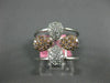 LARGE .41CT WHITE & PINK DIAMOND 18KT TRI COLOR GOLD MULTI ROW FLOWER FUN RING