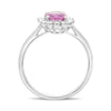 ESTATE 1.70CT DIAMOND & AAA PINK SAPPHIRE 18K WHITE GOLD 3D OVAL ENGAGEMENT RING