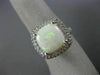 ESTATE LARGE 4.14CT DIAMOND & AAA OPAL 14K WHITE GOLD 3D SQUARE DOUBLE HALO RING