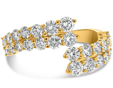 LARGE 2.0CT DIAMOND 14KT YELLOW GOLD 3D 2 ROW SHARED PRONG CRISS CROSS LOVE RING