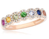 ESTATE .75CT DIAMOND & AAA MULTI COLOR SAPPHIRE 14KT ROSE GOLD ROUND HALO RING
