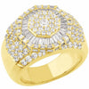 LARGE 2.81CT DIAMOND 14KT YELLOW GOLD 3D ROUND & BAGUETTE 3D OCTAGON MEN'S RING
