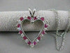 ESTATE .75CTW DIAMOND RUBY 14KT WHITE GOLD OPEN HEART PENDANT + CHAIN G VS #9994
